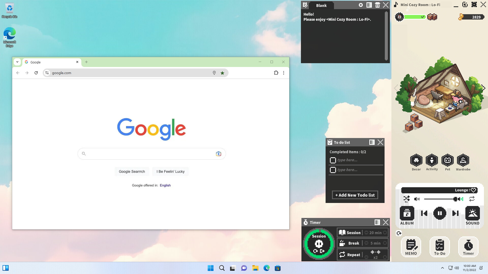 Mini Cozy Room: Lo-Fi PC Steam CD Key